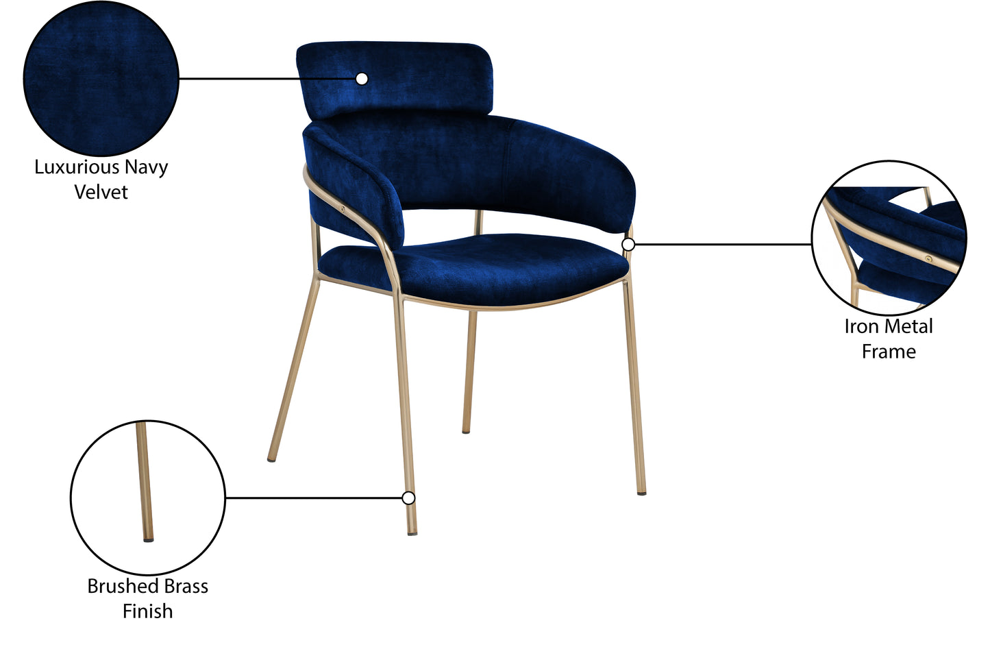 limitless navy velvet dining chair c