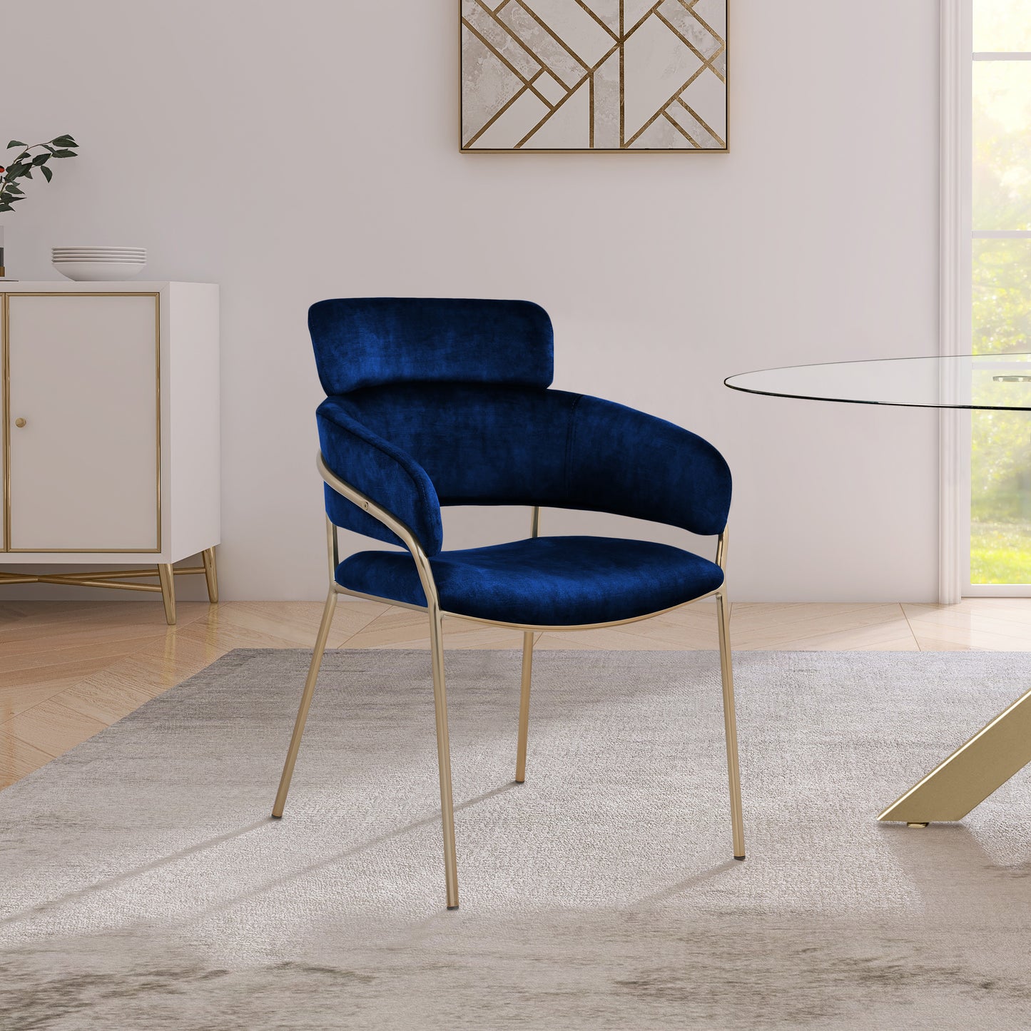 limitless navy velvet dining chair c