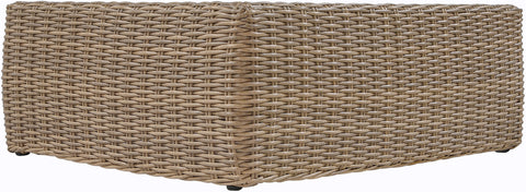 Giselle Natural Teak Wood And Wicker Outdoor Patio Coffee Table, 1 Piece