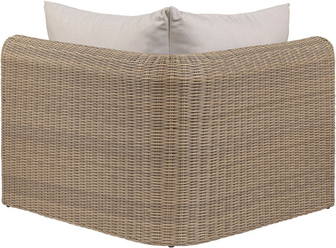 Giselle Beige Olefin Water Resistant Fabric And Wicker Outdoor Patio Corner Chair, 1 Piece