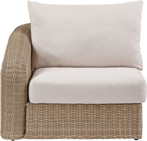 Giselle Beige Olefin Water Resistant Fabric And Wicker Outdoor Patio Left Arm Chair, 1 Piece