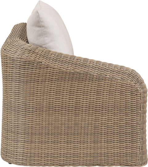 Giselle Beige Olefin Water Resistant Fabric And Wicker Outdoor Patio Left Arm Chair, 1 Piece