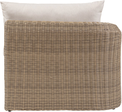 Giselle Beige Olefin Water Resistant Fabric And Wicker Outdoor Patio Left Arm Chair, 1 Piece