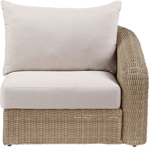 Giselle Beige Olefin Water Resistant Fabric And Wicker Outdoor Patio Right Arm Chair, 1 Piece