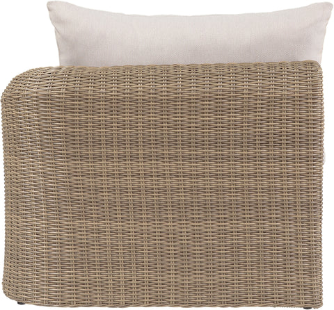 Giselle Beige Olefin Water Resistant Fabric And Wicker Outdoor Patio Right Arm Chair, 1 Piece