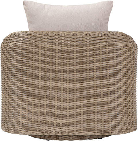 Giselle Beige Olefin Water Resistant Fabric And Wicker Outdoor Patio Swivel Chair, 1 Piece