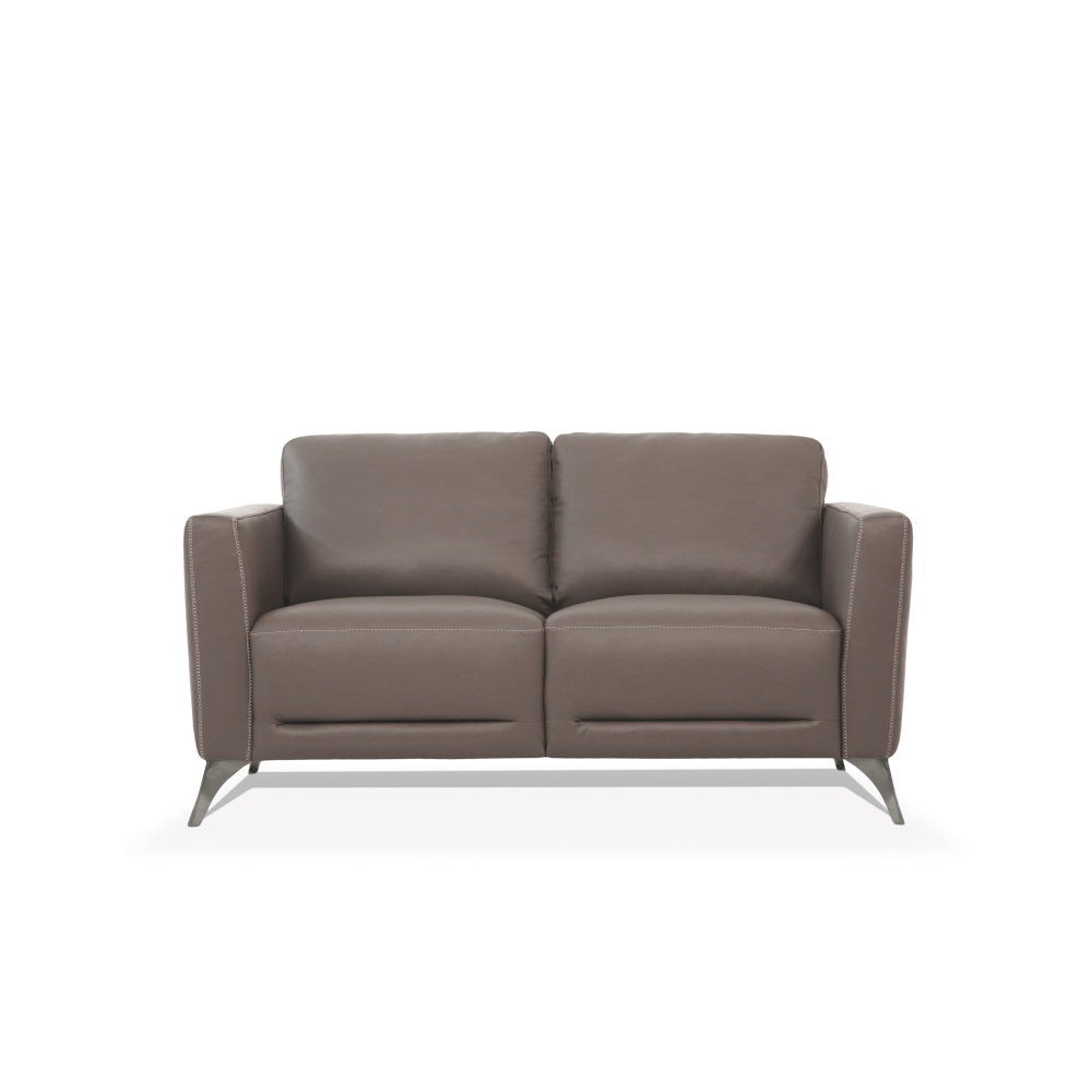 damazy loveseat, taupe leather