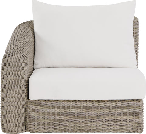 Giselle Cream Olefin Water Resistant Fabric And Wicker Outdoor Patio Left Arm Chair, 1 Piece