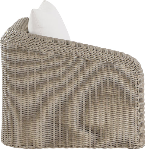 Giselle Cream Olefin Water Resistant Fabric And Wicker Outdoor Patio Left Arm Chair, 1 Piece