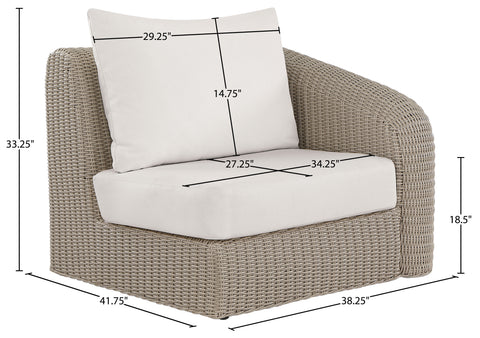 Giselle Cream Olefin Water Resistant Fabric And Wicker Outdoor Patio Right Arm Chair, 1 Piece