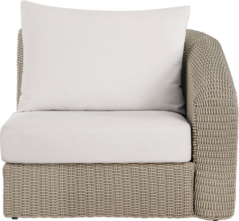 Giselle Cream Olefin Water Resistant Fabric And Wicker Outdoor Patio Right Arm Chair, 1 Piece
