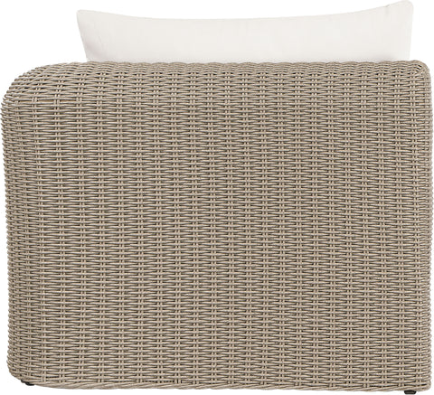 Giselle Cream Olefin Water Resistant Fabric And Wicker Outdoor Patio Right Arm Chair, 1 Piece