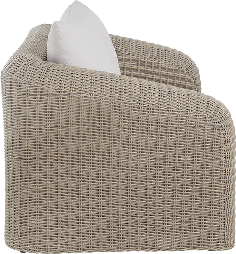 Giselle 85.25" Cream Olefin Water Resistant Fabric And Wicker Outdoor Patio Loveseat, 2-Piece