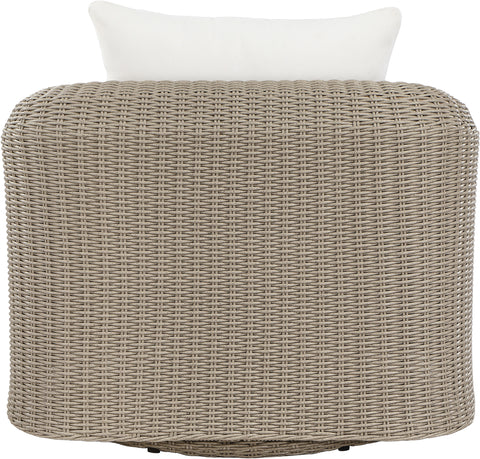 Giselle Cream Olefin Water Resistant Fabric And Wicker Outdoor Patio Swivel Chair, 1 Piece