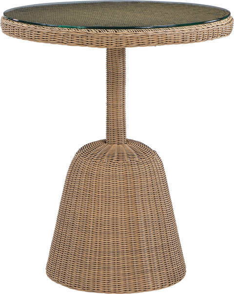 Giselle 36" Natural Tempered Glass Top And Wicker Outdoor Patio Counter Height Table, 1 Piece