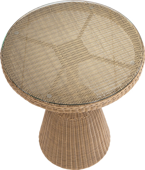 Giselle 36" Natural Tempered Glass Top And Wicker Outdoor Patio Counter Height Table, 1 Piece