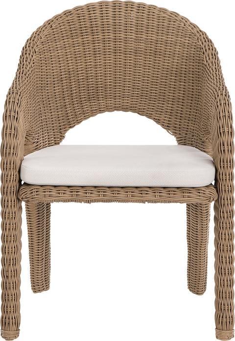 Giselle Natural Olefin Water Resistant Fabric And Wicker Outdoor Patio Dining Chair, 1 Piece