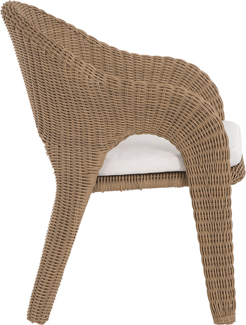 Giselle Natural Olefin Water Resistant Fabric And Wicker Outdoor Patio Dining Chair, 1 Piece