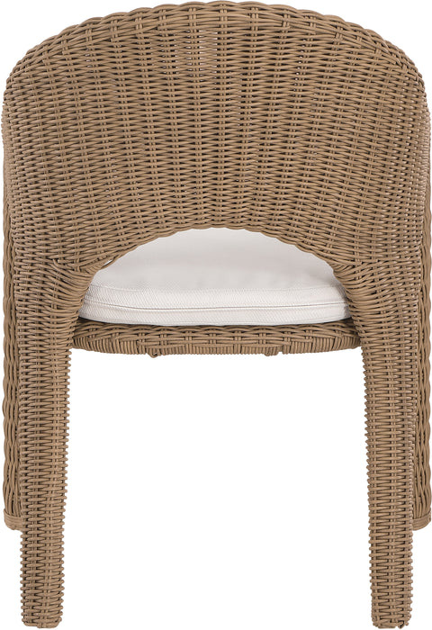 Giselle Natural Olefin Water Resistant Fabric And Wicker Outdoor Patio Dining Chair, 1 Piece
