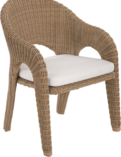 Giselle Natural Olefin Water Resistant Fabric And Wicker Outdoor Patio Dining Chair, 1 Piece