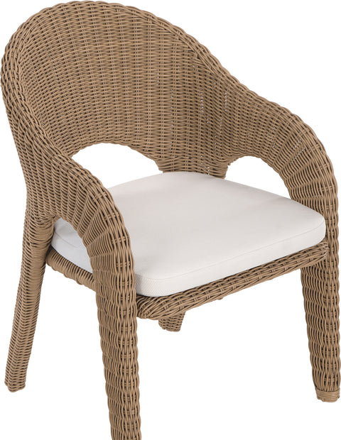 Giselle Natural Olefin Water Resistant Fabric And Wicker Outdoor Patio Dining Chair, 1 Piece