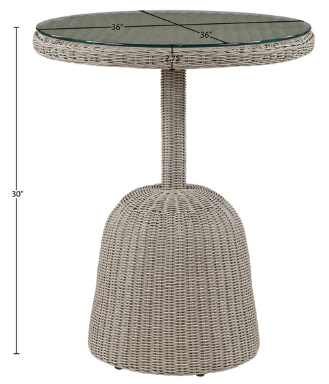Giselle 36" Taupe Tempered Glass Top And Wicker Outdoor Patio Counter Height Table, 1 Piece