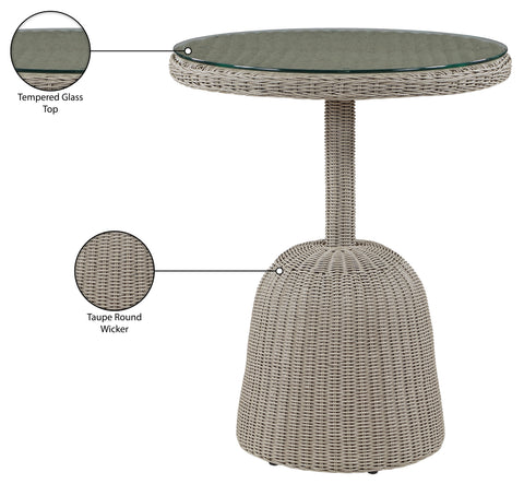 Giselle 36" Taupe Tempered Glass Top And Wicker Outdoor Patio Counter Height Table, 1 Piece