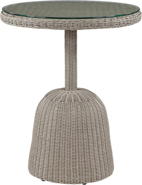 Giselle 36" Taupe Tempered Glass Top And Wicker Outdoor Patio Counter Height Table, 1 Piece