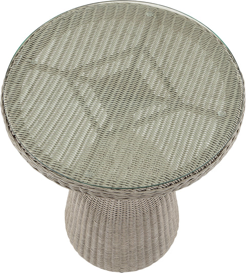 Giselle 36" Taupe Tempered Glass Top And Wicker Outdoor Patio Counter Height Table, 1 Piece