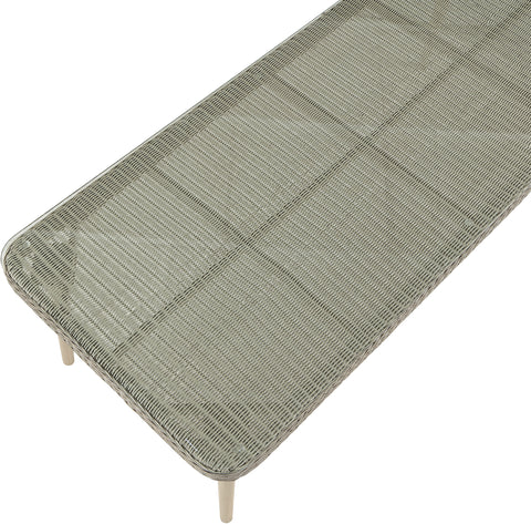 Giselle 96" Taupe Tempered Glass Top And Wicker Outdoor Patio Dining Table, 1 Piece