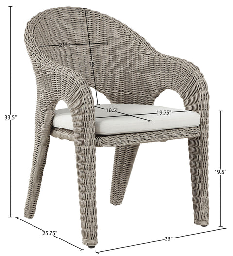 Giselle Taupe Olefin Water Resistant Fabric And Wicker Outdoor Patio Dining Chair, 1 Piece