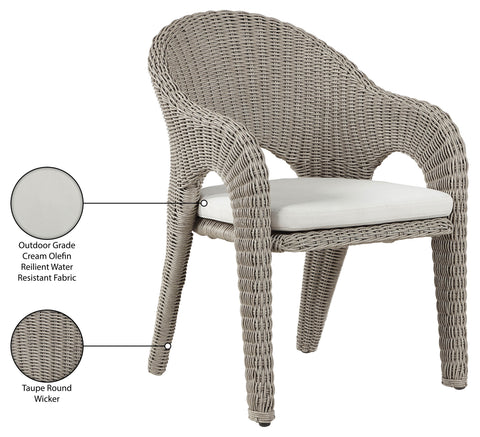 Giselle Taupe Olefin Water Resistant Fabric And Wicker Outdoor Patio Dining Chair, 1 Piece