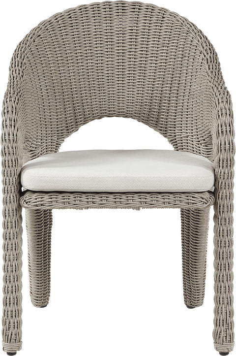 Giselle Taupe Olefin Water Resistant Fabric And Wicker Outdoor Patio Dining Chair, 1 Piece