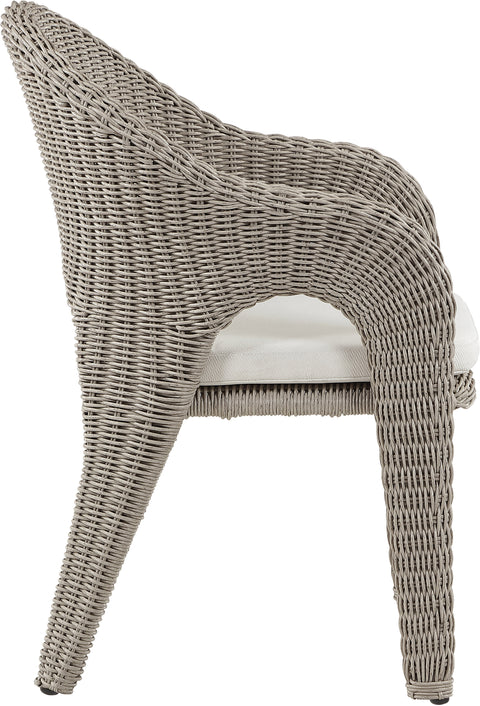 Giselle Taupe Olefin Water Resistant Fabric And Wicker Outdoor Patio Dining Chair, 1 Piece