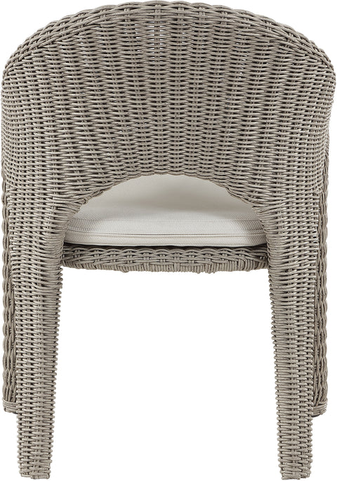 Giselle Taupe Olefin Water Resistant Fabric And Wicker Outdoor Patio Dining Chair, 1 Piece