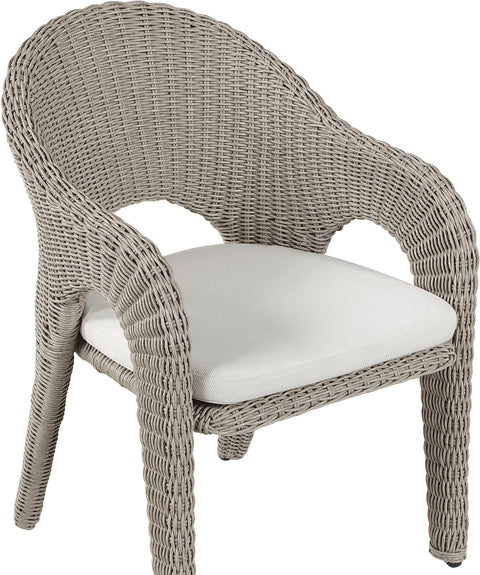 Giselle Taupe Olefin Water Resistant Fabric And Wicker Outdoor Patio Dining Chair, 1 Piece
