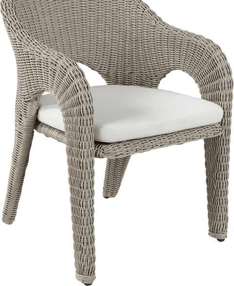Giselle Taupe Olefin Water Resistant Fabric And Wicker Outdoor Patio Dining Chair, 1 Piece