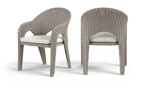 Giselle Taupe Olefin Water Resistant Fabric And Wicker Outdoor Patio Dining Chair, 1 Piece