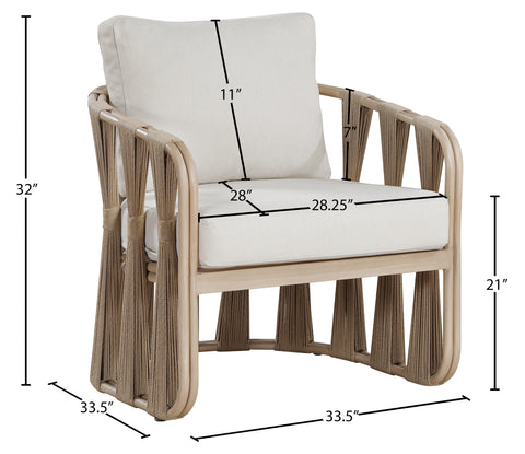 Piper Beige Water Resilient Fabric Upholstered Outdoor Patio Chair, 1 Piece