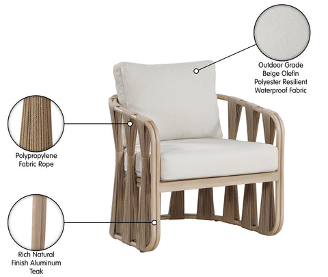Piper Beige Water Resilient Fabric Upholstered Outdoor Patio Chair, 1 Piece
