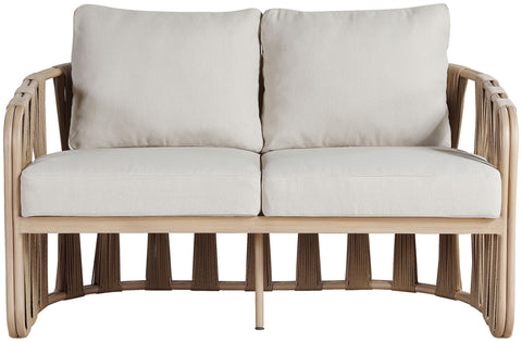 Piper 60.5" Beige Water Resilient Fabric Upholstered Outdoor Patio Loveseat, 1 Piece