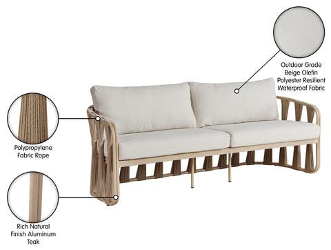 Piper 90.5" Beige Water Resilient Fabric Upholstered Outdoor Patio Sofa, 1 Piece