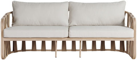 Piper 90.5" Beige Water Resilient Fabric Upholstered Outdoor Patio Sofa, 1 Piece