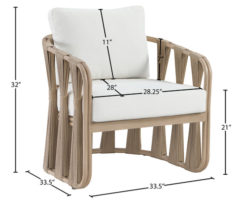 Piper Cream Water Resilient Fabric Upholstered Outdoor Patio Chair, 1 Piece