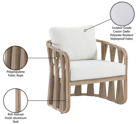 Piper Cream Water Resilient Fabric Upholstered Outdoor Patio Chair, 1 Piece