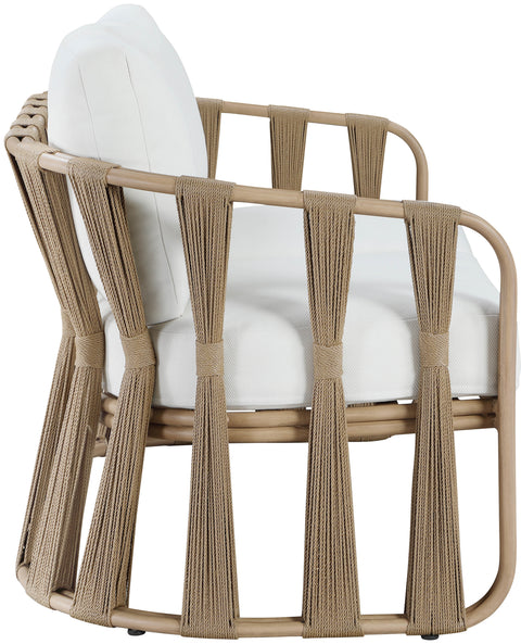 Piper 60.5" Cream Water Resilient Fabric Upholstered Outdoor Patio Loveseat, 1 Piece