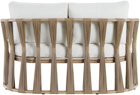 Piper 60.5" Cream Water Resilient Fabric Upholstered Outdoor Patio Loveseat, 1 Piece