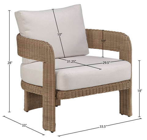 Kira Beige Olefin Water Resistant Fabric And Wicker Outdoor Patio Accent Chair, 1 Piece