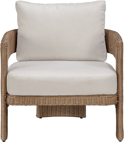 Kira Beige Olefin Water Resistant Fabric And Wicker Outdoor Patio Accent Chair, 1 Piece