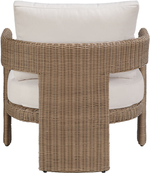 Kira Beige Olefin Water Resistant Fabric And Wicker Outdoor Patio Accent Chair, 1 Piece